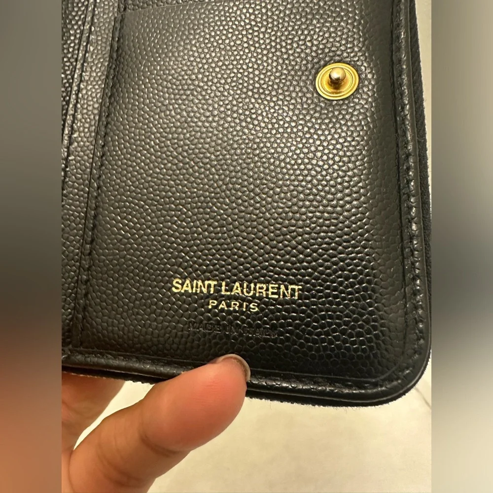 Yves Saint Laurent Black Quilted Leather Wallet with Gold YSL Logo - Picture 8 of 16